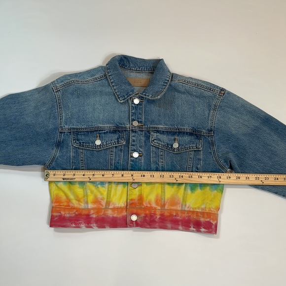 Blank NYC Denim Jean Jacket Size S Small Rainbow Colors and Cropped Look - Picture 7 of 11